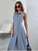 Essnce Women S Sleeveless Shirt Denim Dress