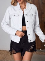 Frenchy Flap Pocket Button Front Denim Jacket