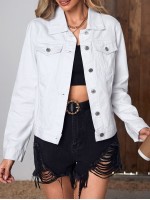 Frenchy Flap Pocket Button Front Denim Jacket