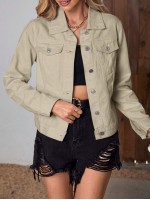 Frenchy Flap Pocket Button Front Denim Jacket