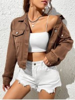 Flap Pocket Crop Denim Jacket