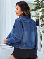 Essnce Flap Pocket Button Front Denim Jacket